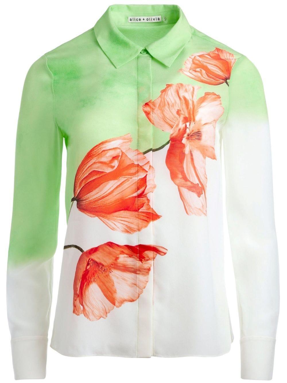 Brady Silk Floral Blouse In Dream Life Sharp Green Product Image