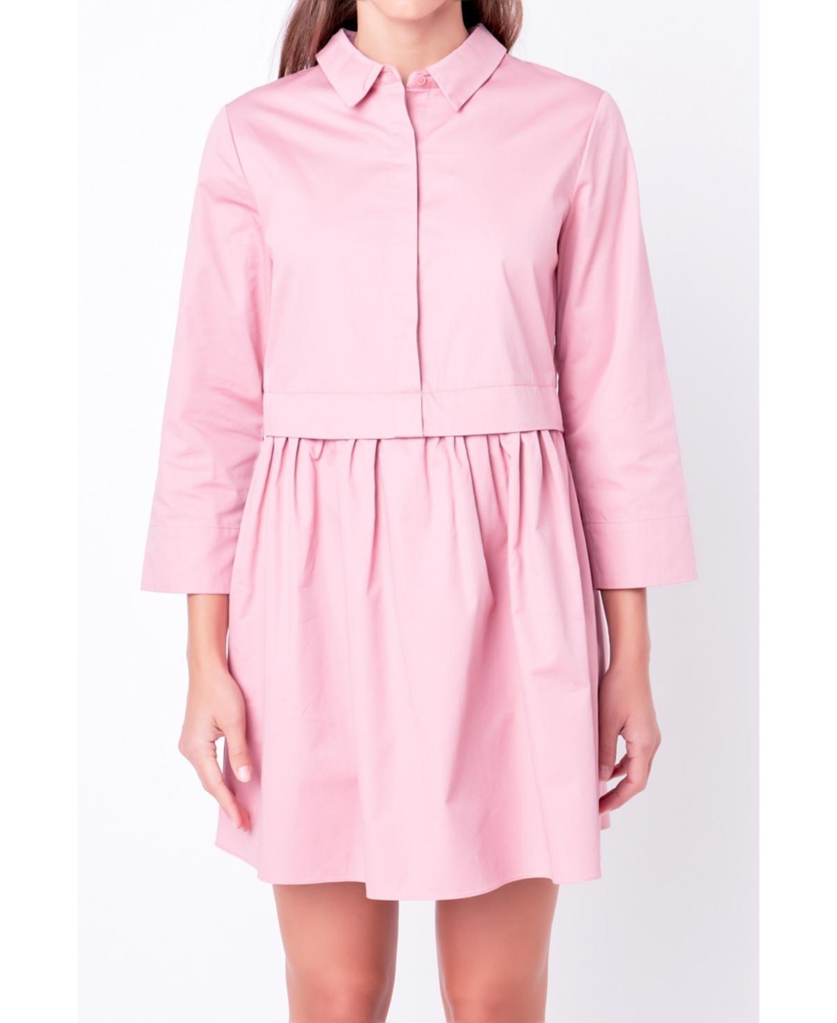 English Factory Long Sleeve Mini Shirtdress Product Image