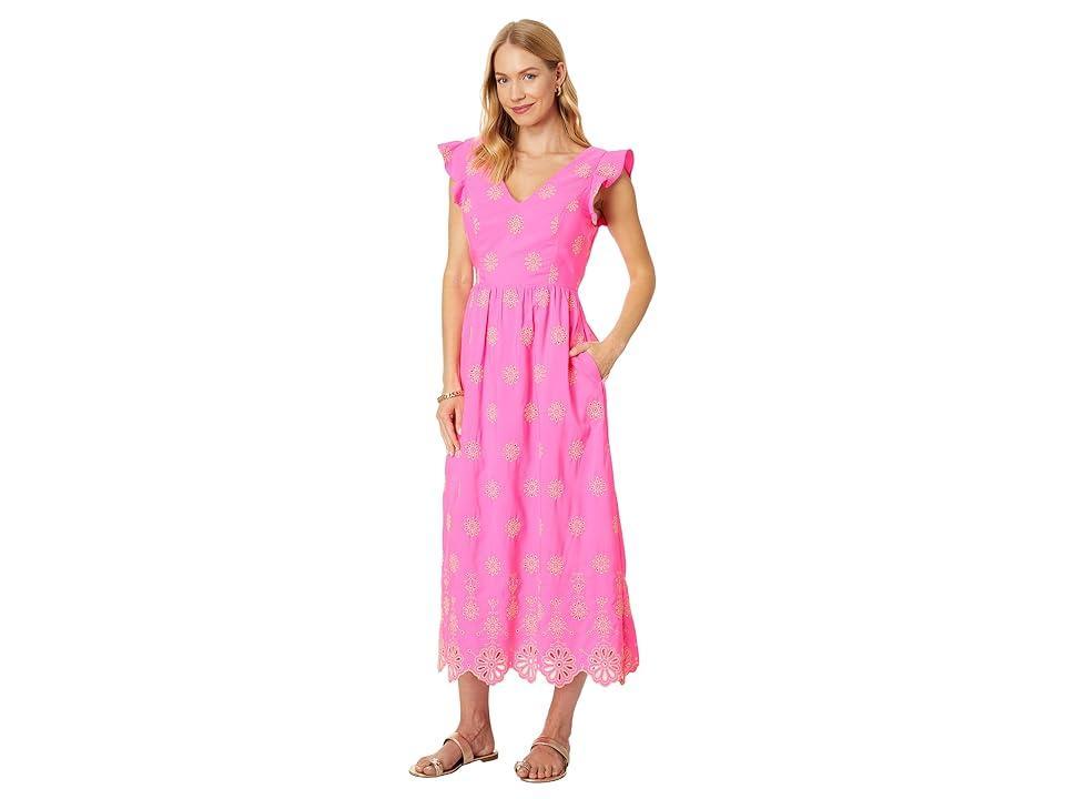 Lilly Pulitzer Lillyanne Flutter Sleeve Dress (Aura Days Bloom Eyelet) Women's Dress Product Image