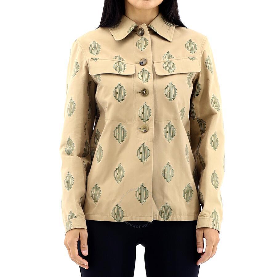 Chloe Ladies Beige Embroidered Shirt Jacket Product Image