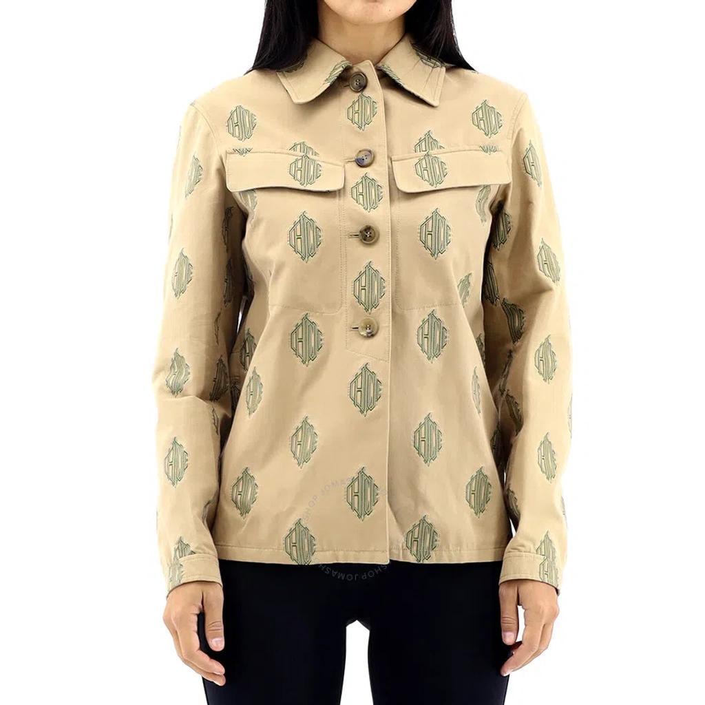 Chloe Ladies Beige Embroidered Shirt Jacket Product Image