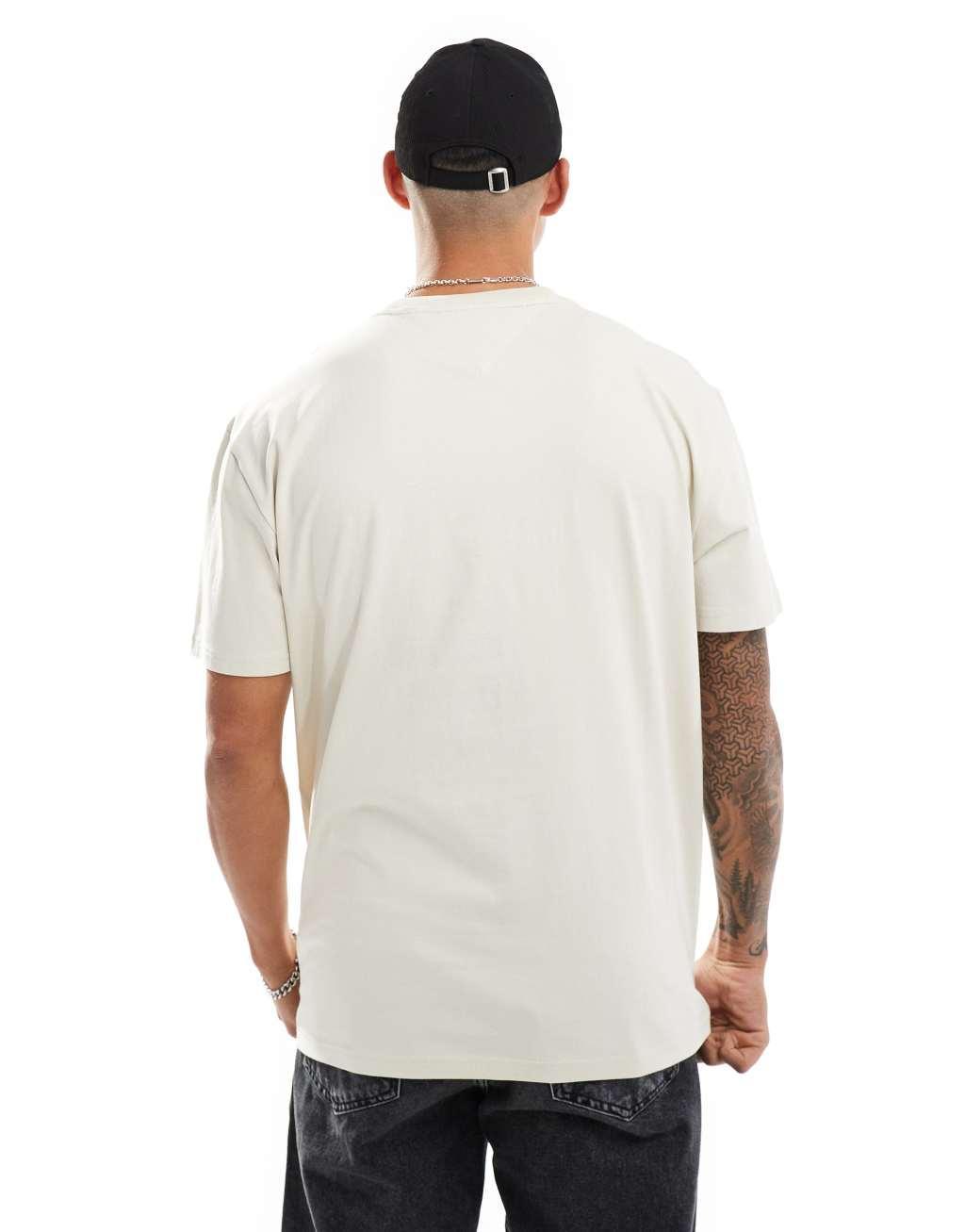 Tommy Jeans color block t-shirt in beige Product Image