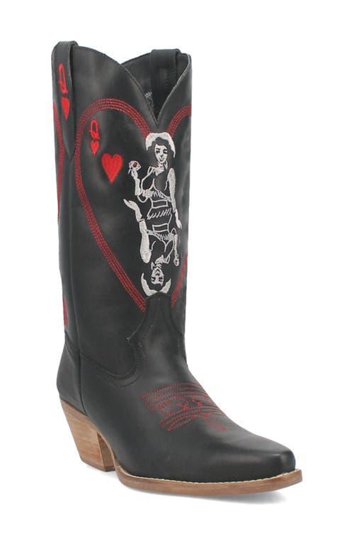 Dingo Queen A Hearts Embroidered Leather Mid Western Boots Product Image