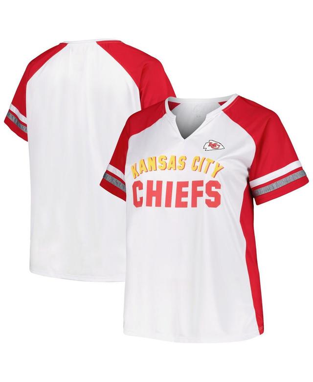 Fanatics Branded Womens White/Red Kansas City Chiefs Plus Size Color Block T-Shirt Product Image