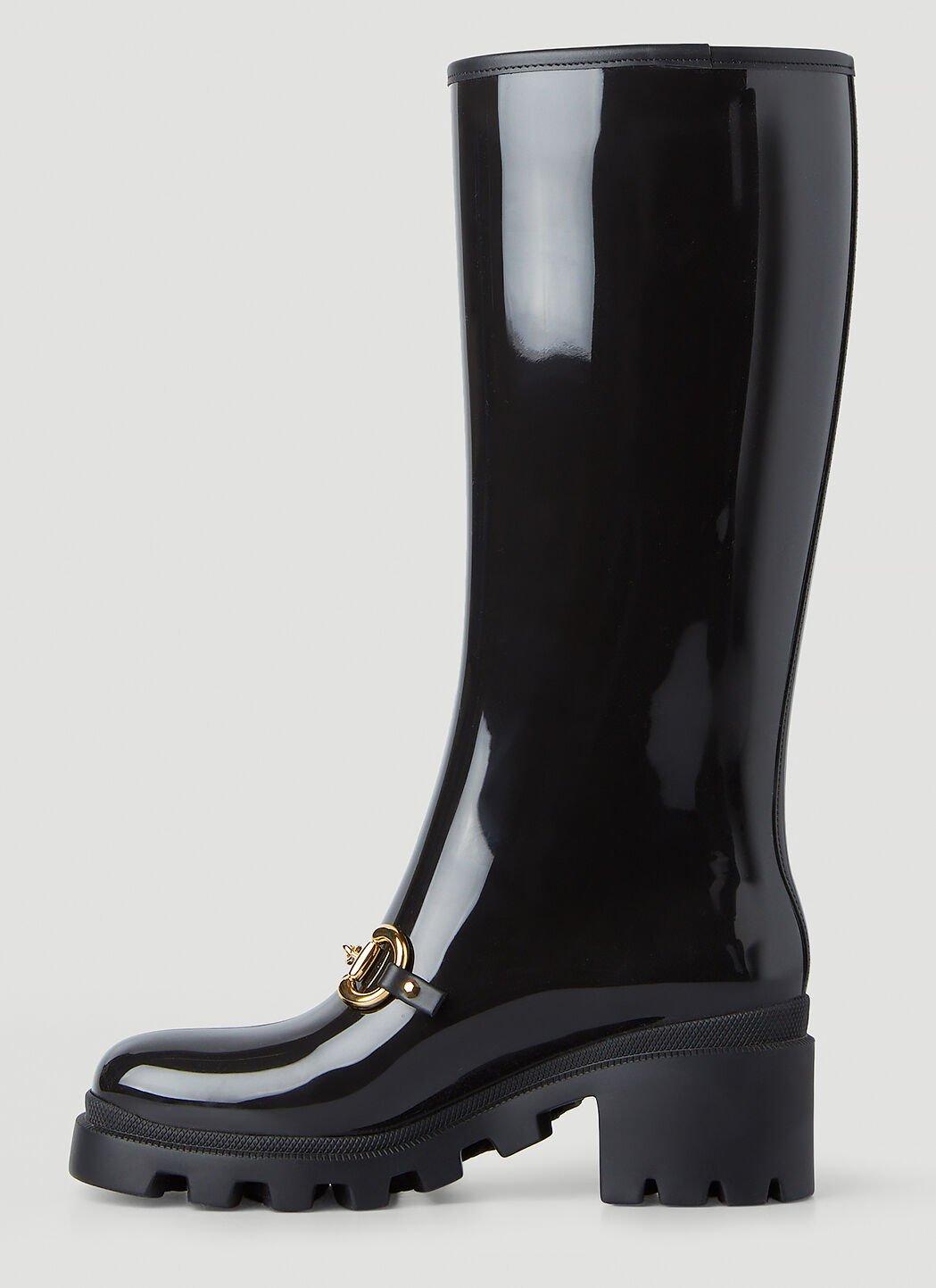 Horsebit Rubber Knee-high Boots In Black Product Image