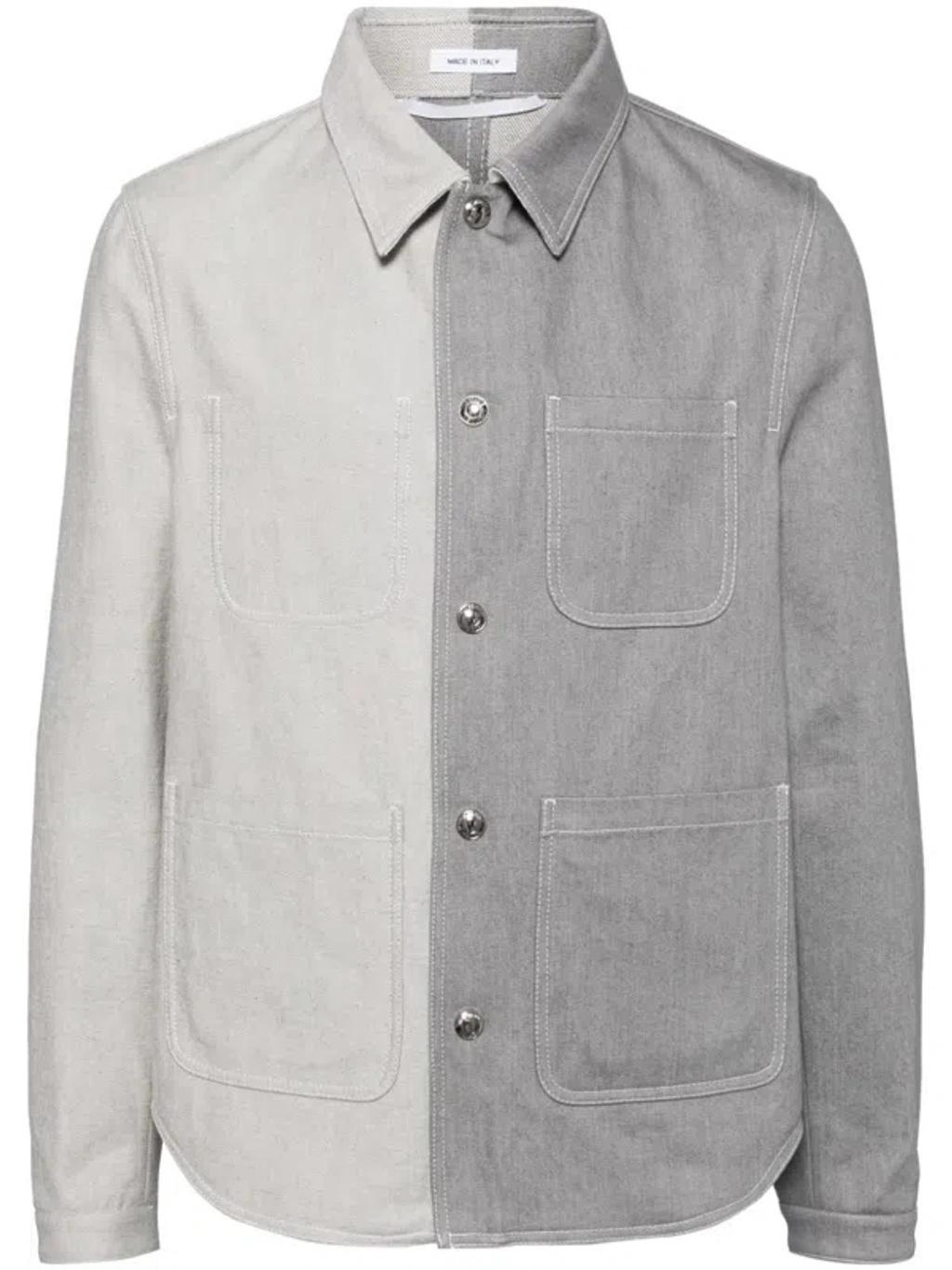 Two-tone Denim Jacket In Grey Product Image