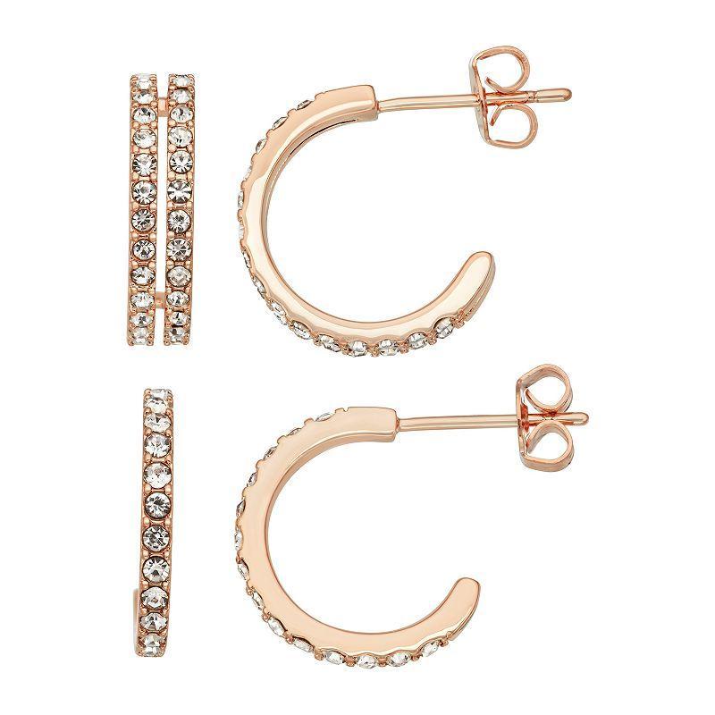 Chrystina Crystal Hoop & Double Hoop Earring Set, Womens, White Product Image