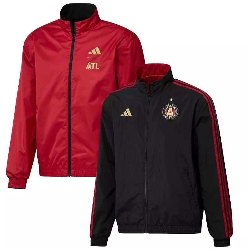 Mens adidas Black/Red Atlanta United FC 2023 On-Field Anthem Full-Zip Reversible Team Jacket Product Image