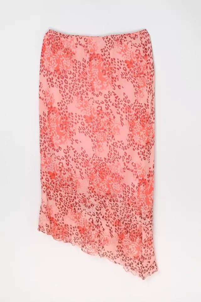 Vintage Y2k Pink Printed Layered Midi Skirt Product Image