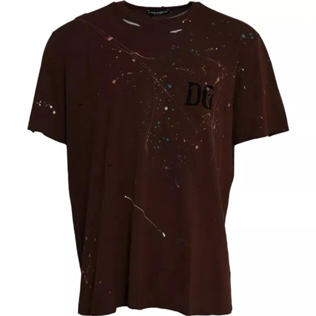 Dg-logo Cotton T-shirt In Brown Product Image