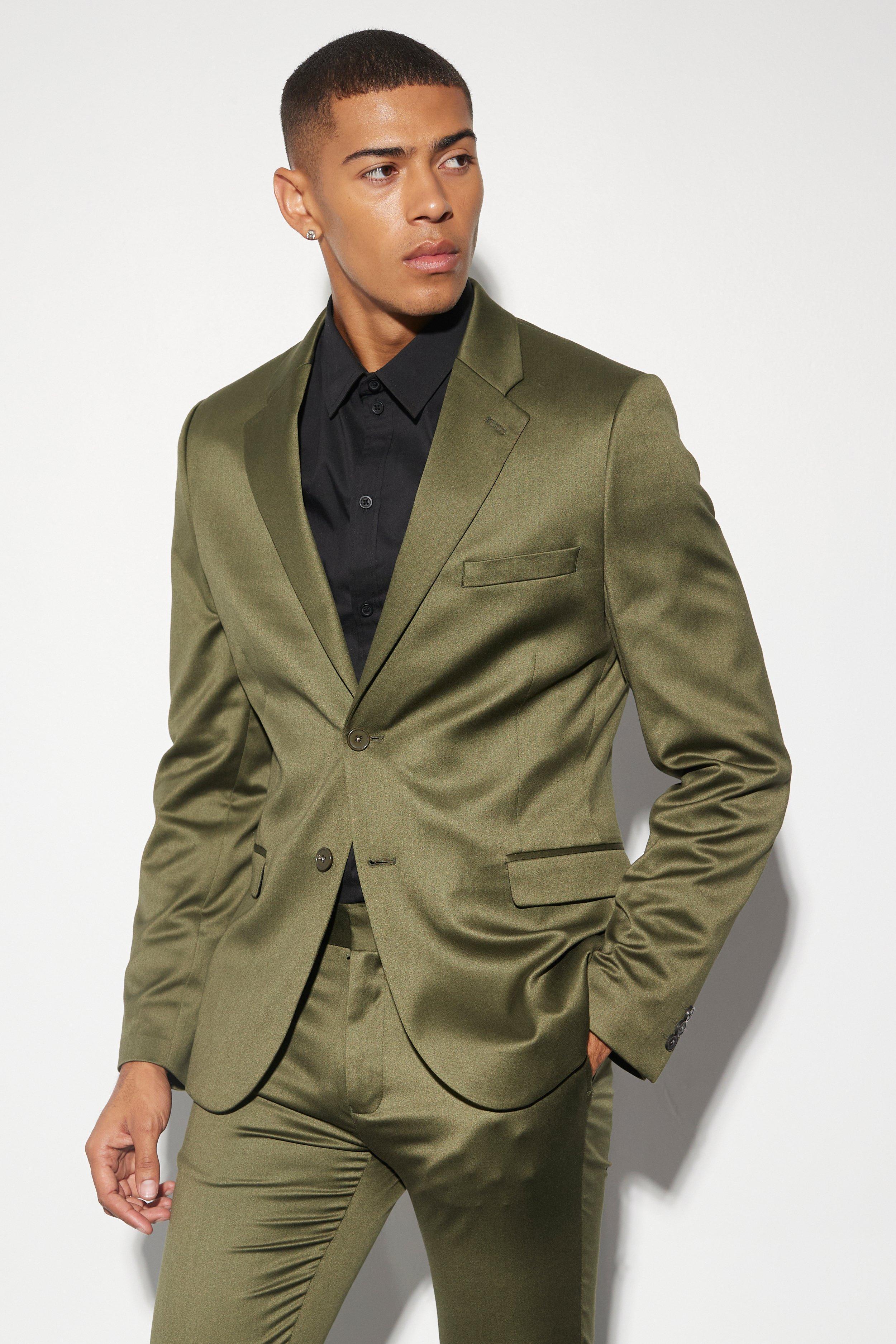 Skinny Satin Suit Jacket | boohooMAN USA Product Image