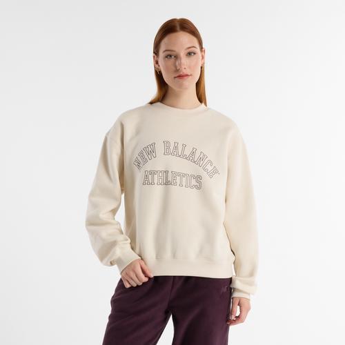 New Balance Womens New Balance Graphic Fleece Crew - Womens Tan Product Image