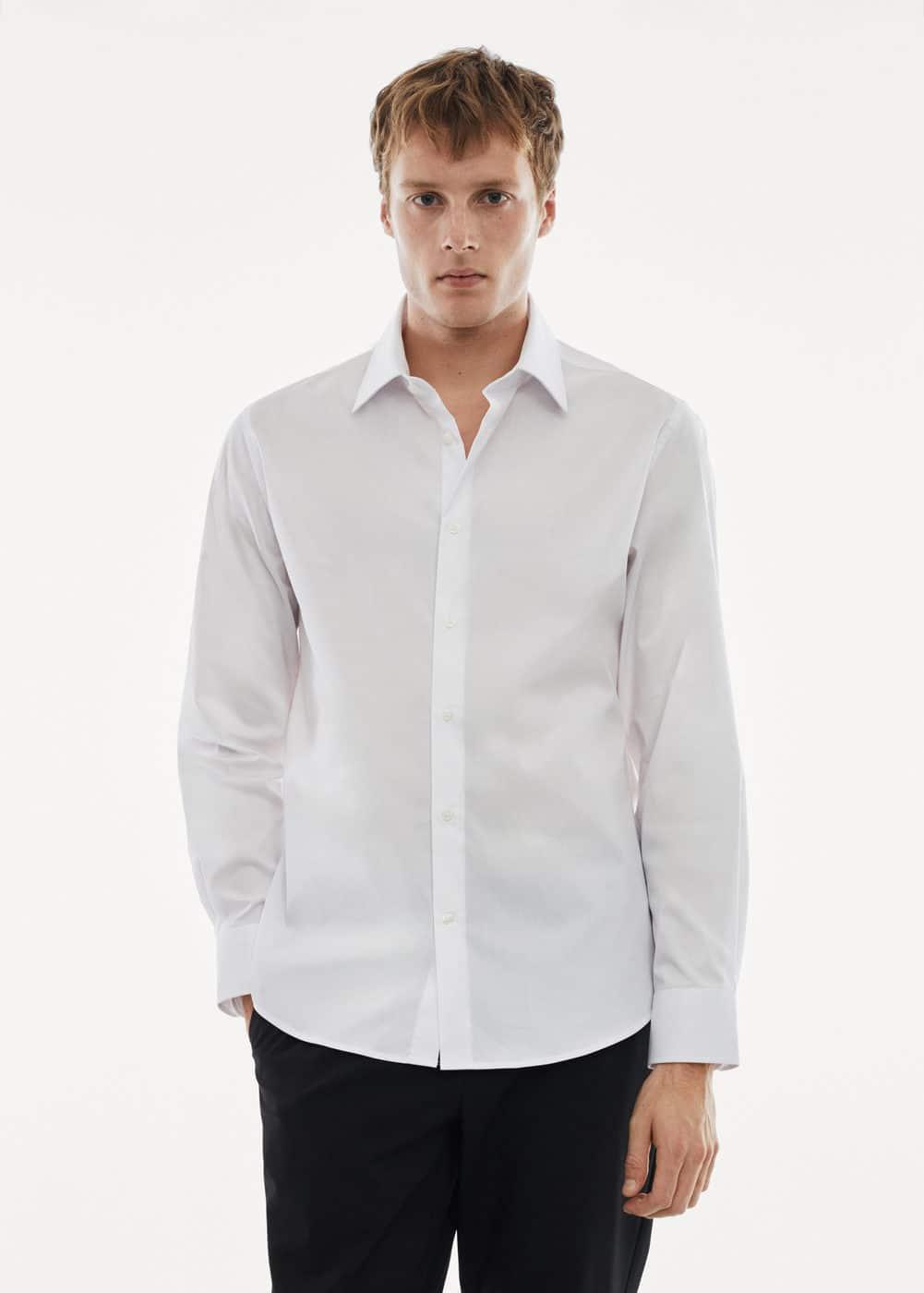 MANGO MAN - Slim fit stretch cotton shirt whiteMen Product Image