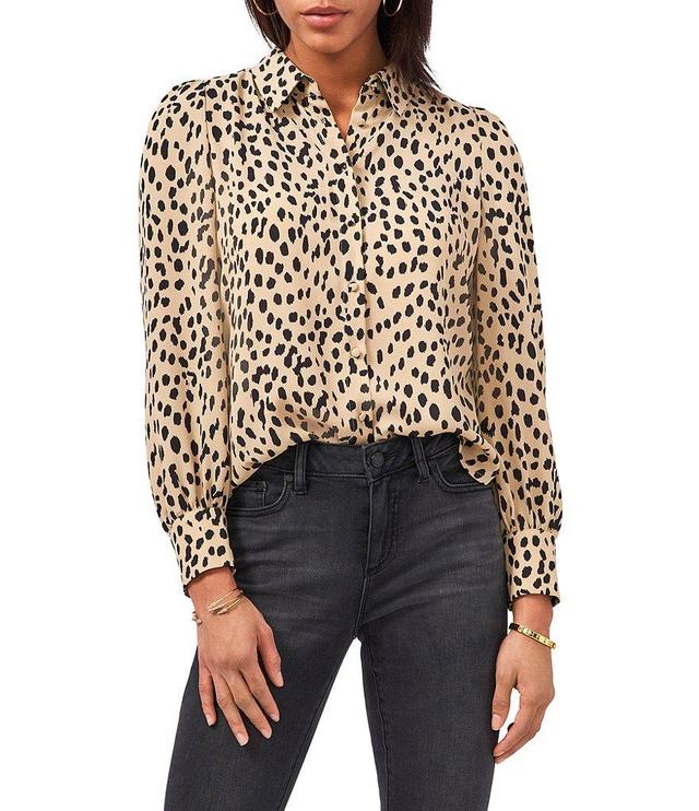 Vince Camuto Long Sleeve Leopard Print Button Front Blouse Product Image