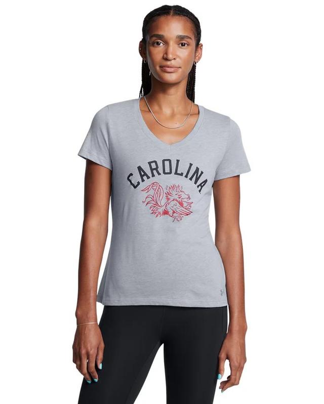 Women's UA Performance Cotton Collegiate V-Neck T-Shirt Product Image