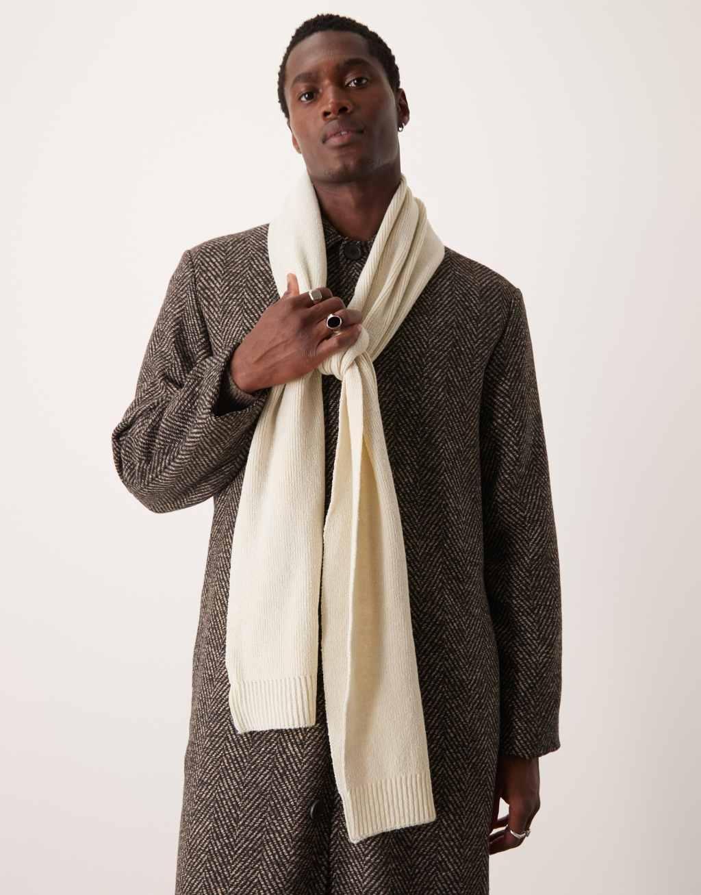 ASOS DESIGN knit scarf in cream Product Image