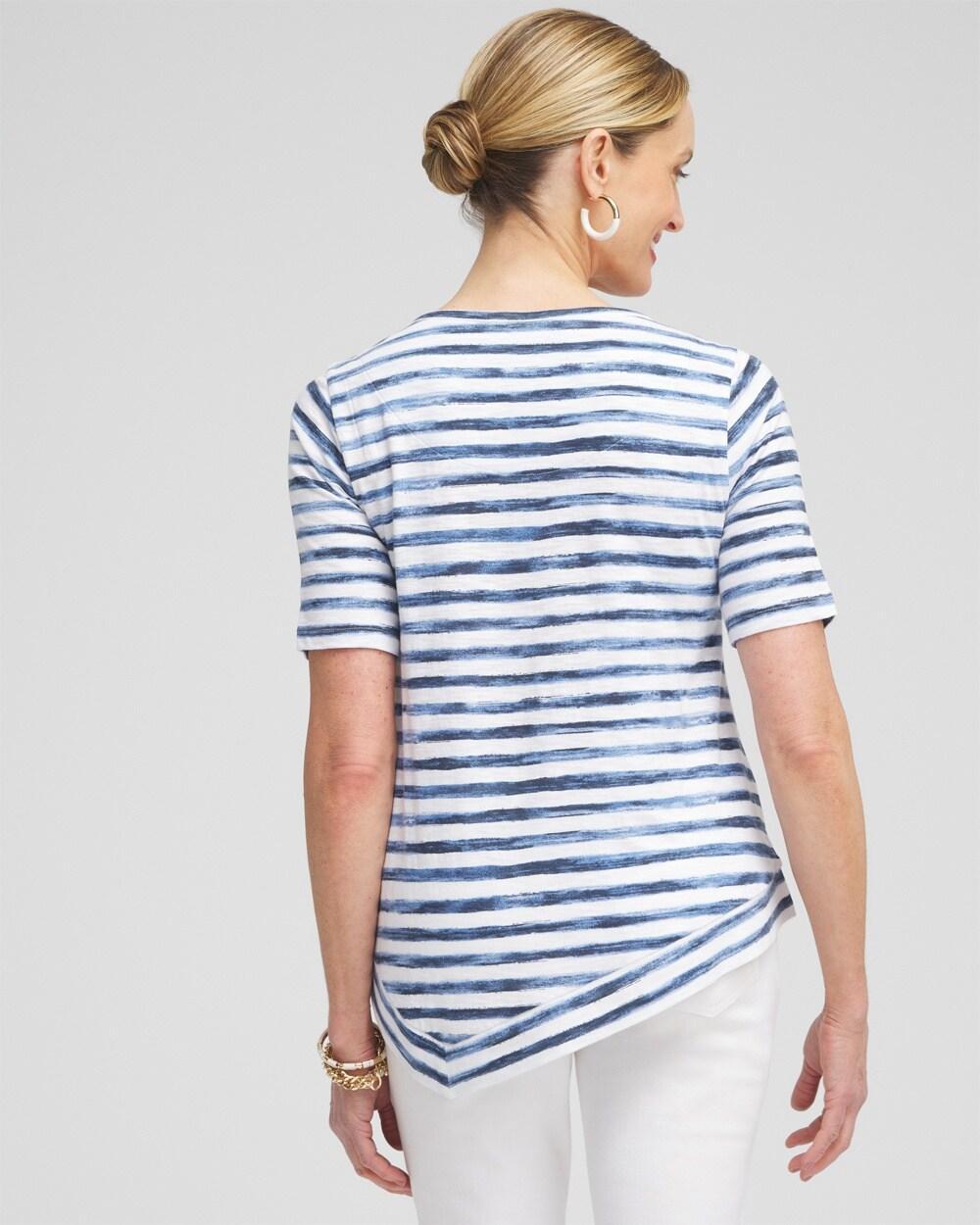 Stripe Asymmetrical Elbow Sleeve Tee product image