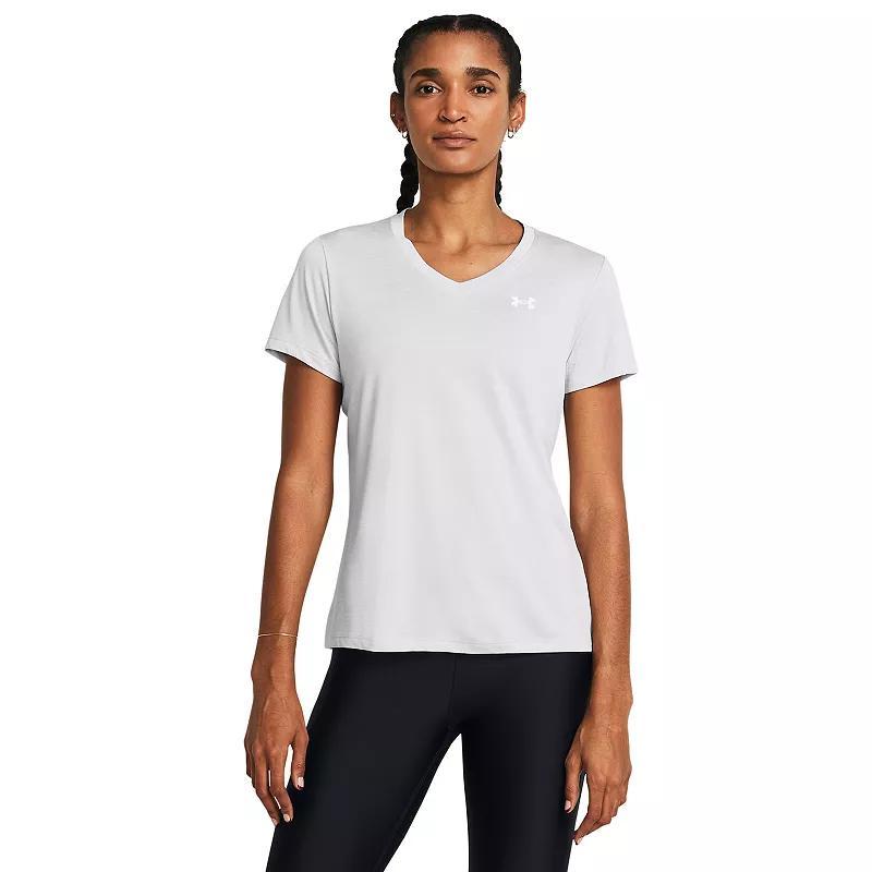 Under Armour Womens Twist Tech V-Neck Short-Sleeve Top - Rebel Pink / Product Image