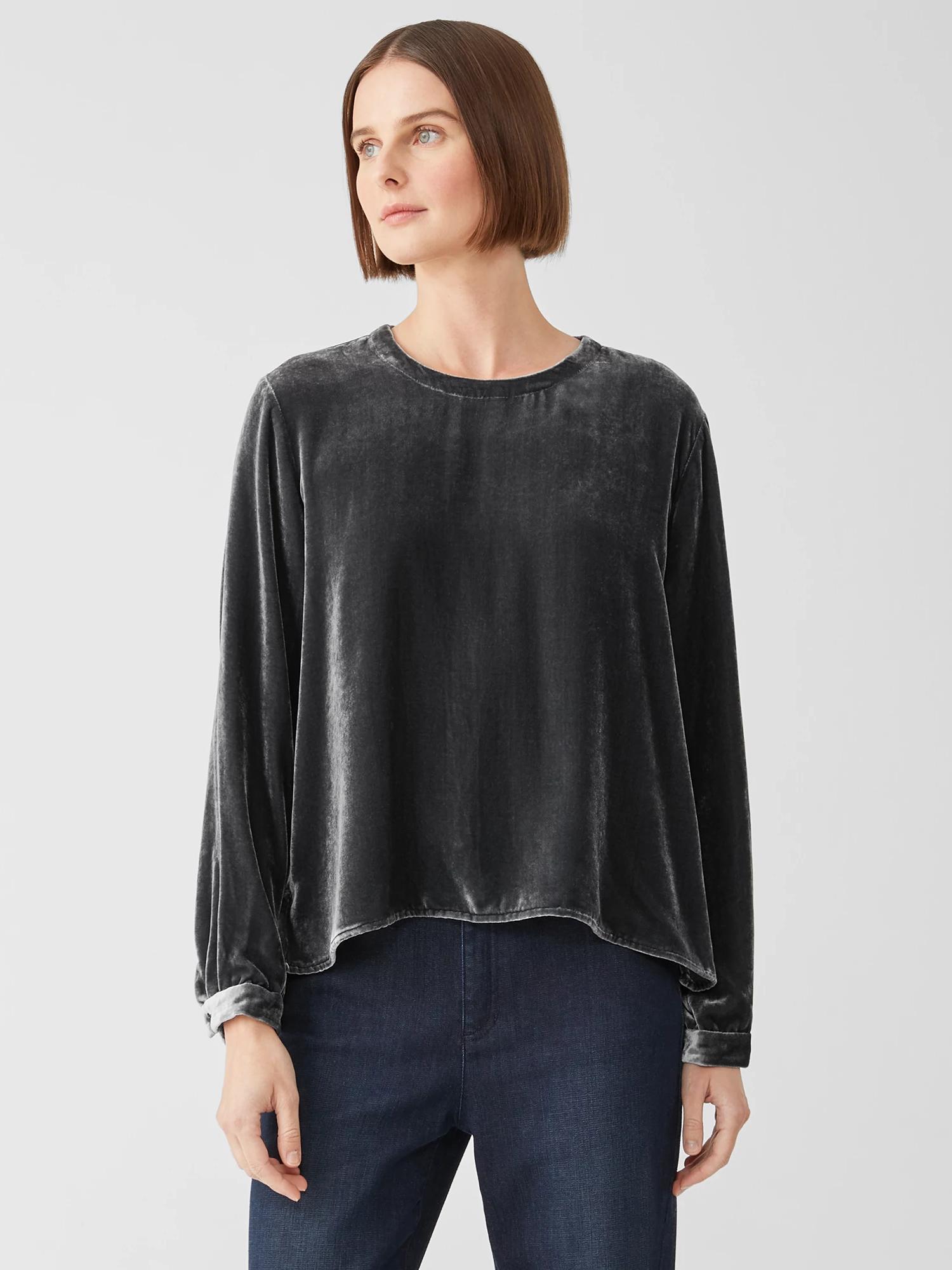 Velvet Round Neck Top Product Image