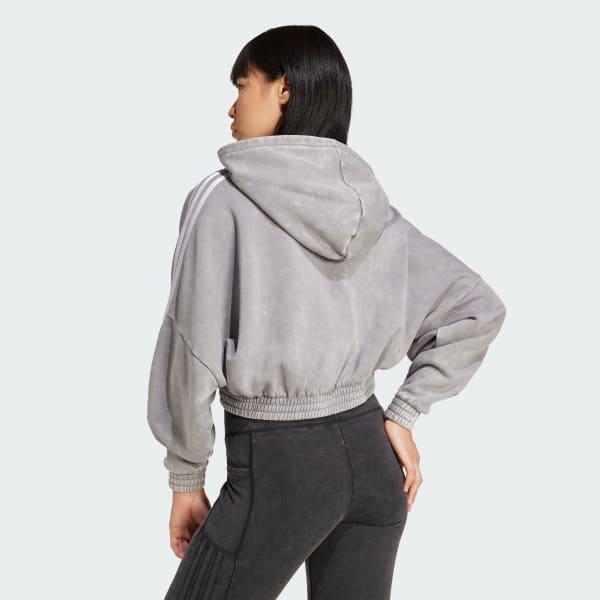 Washed-Out Crop Oversized Hoodie Product Image