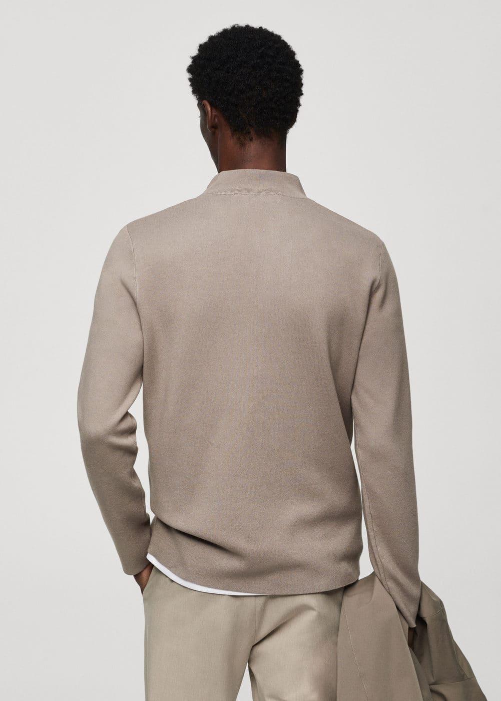 MANGO MAN - Zipped high collar sweater ice greyMen Product Image