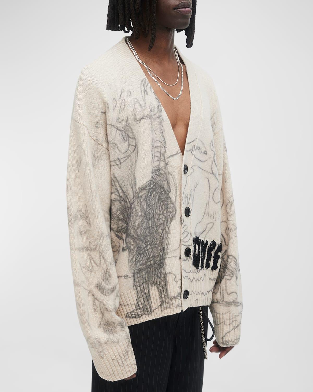 Mens Doodlemania Oversized Wool Cardigan Product Image