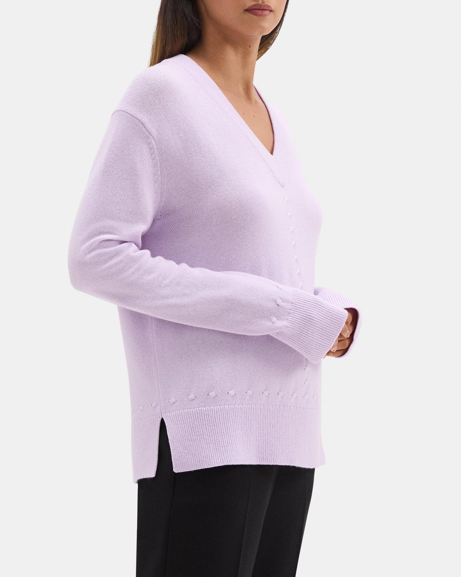 Cable Knit V-Neck Sweater in Wool-Cashmere Blend Product Image