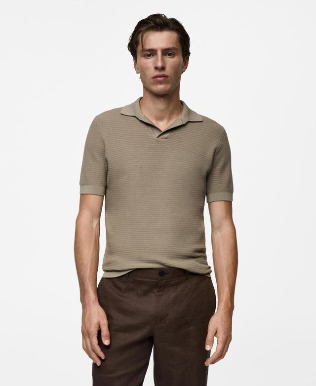 Mango Mens Braided Knit Cotton Polo Shirt Product Image