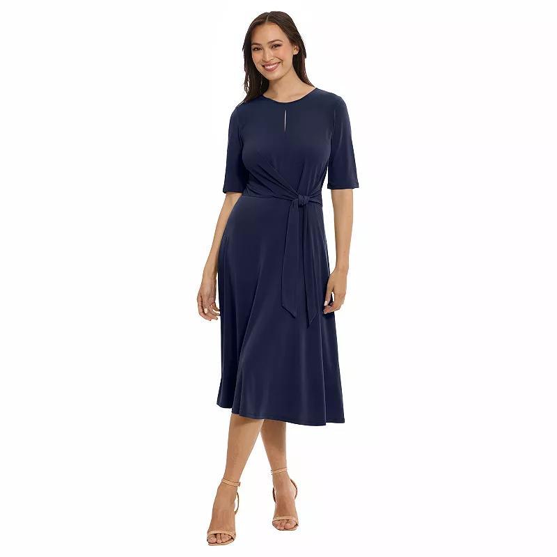 Womens London Times Side Tie Fit & Flare Midi Dress Blue Product Image