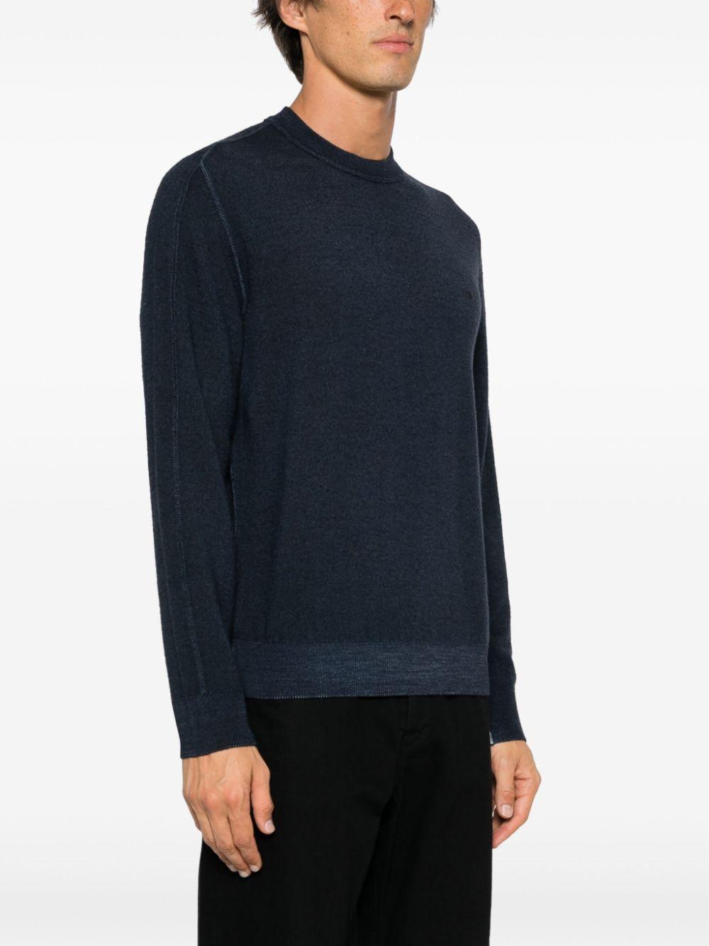 HUGO BOSS Crewneck Virgin Wool Jumper In Blue Product Image