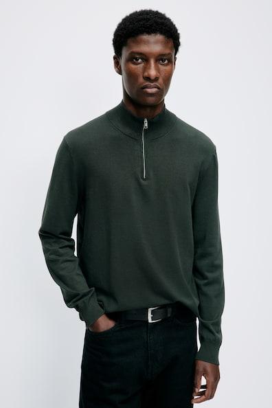 Slim Fit Half-Zip Fine-Knit Sweater Product Image