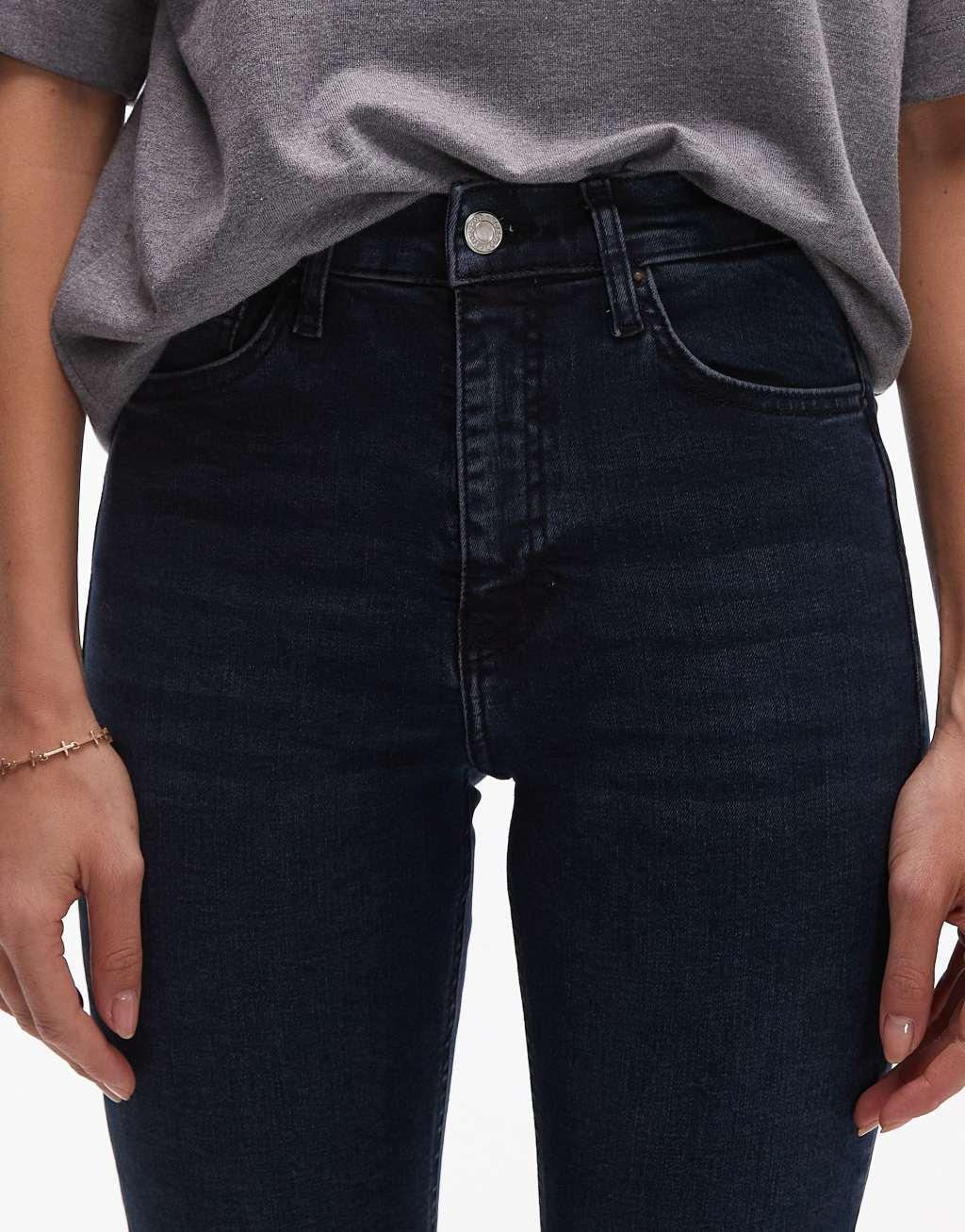 Topshop high rise Jamie jeans in blue black   Product Image