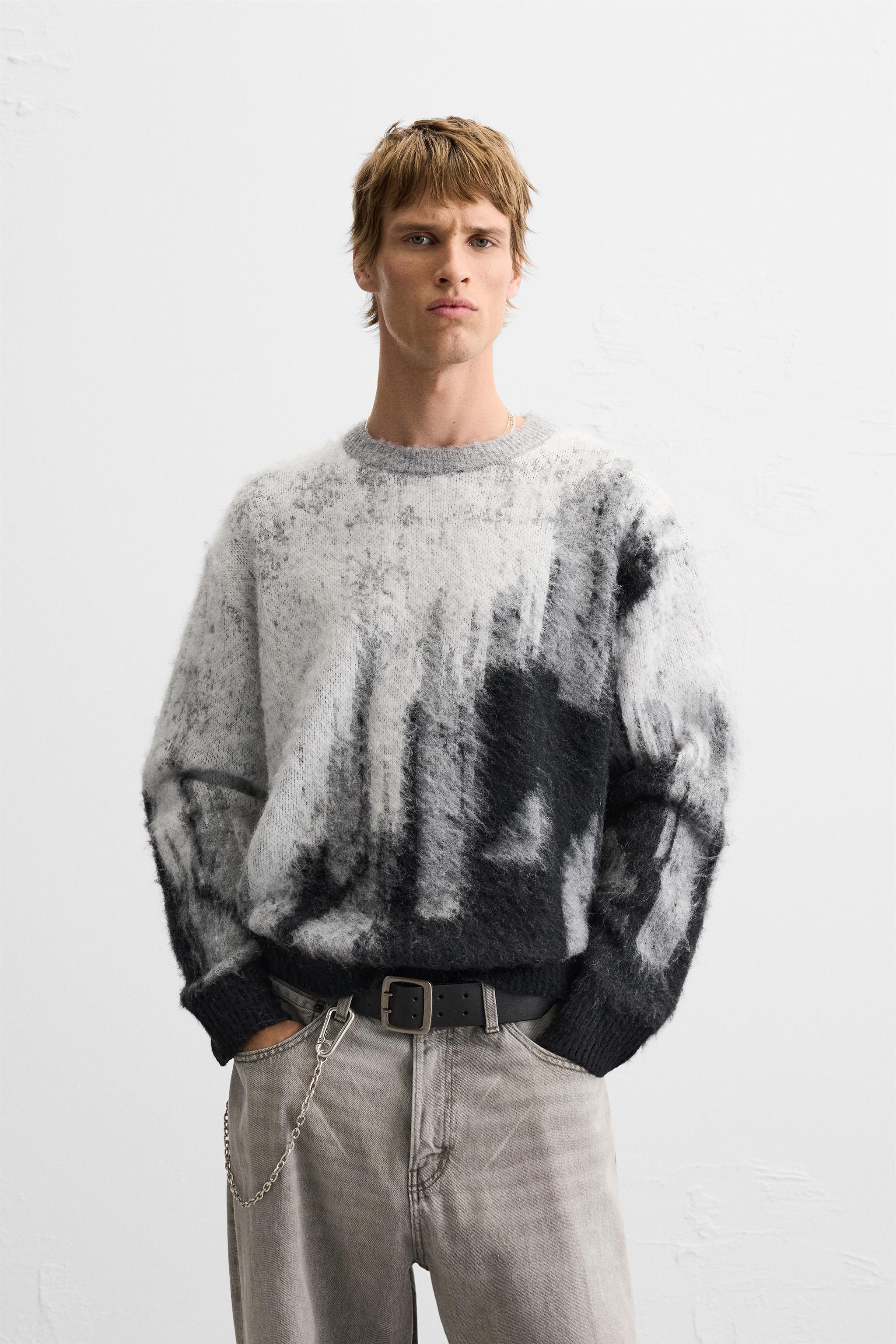 BRUSHED TEXTURE JACQUARD SWEATER Product Image