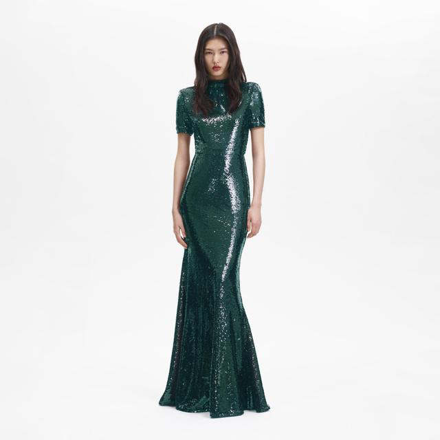 Teal Sequin Maxi Dress Product Image