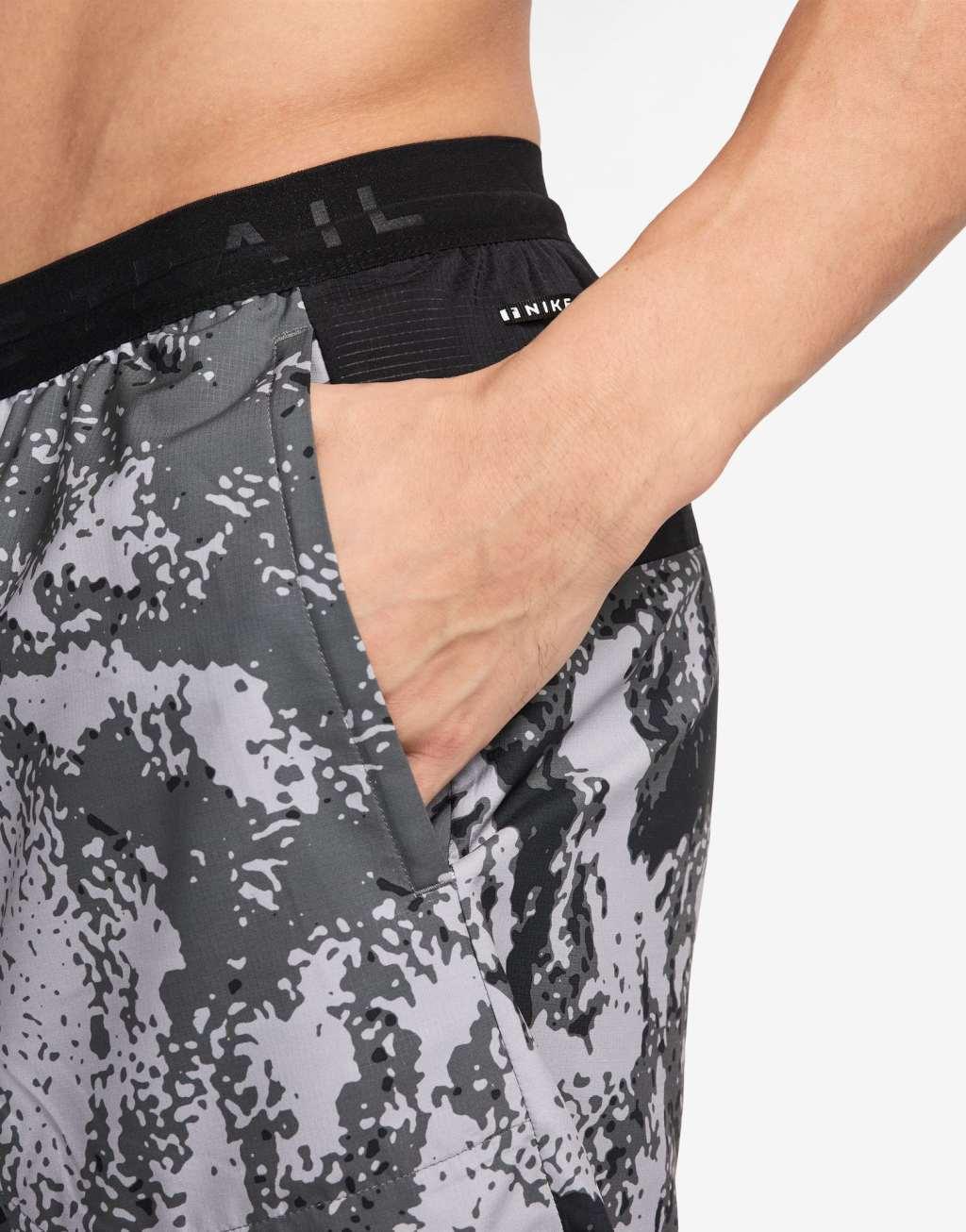 Nike Running Trail printed 7 inch shorts in gray and black  Product Image