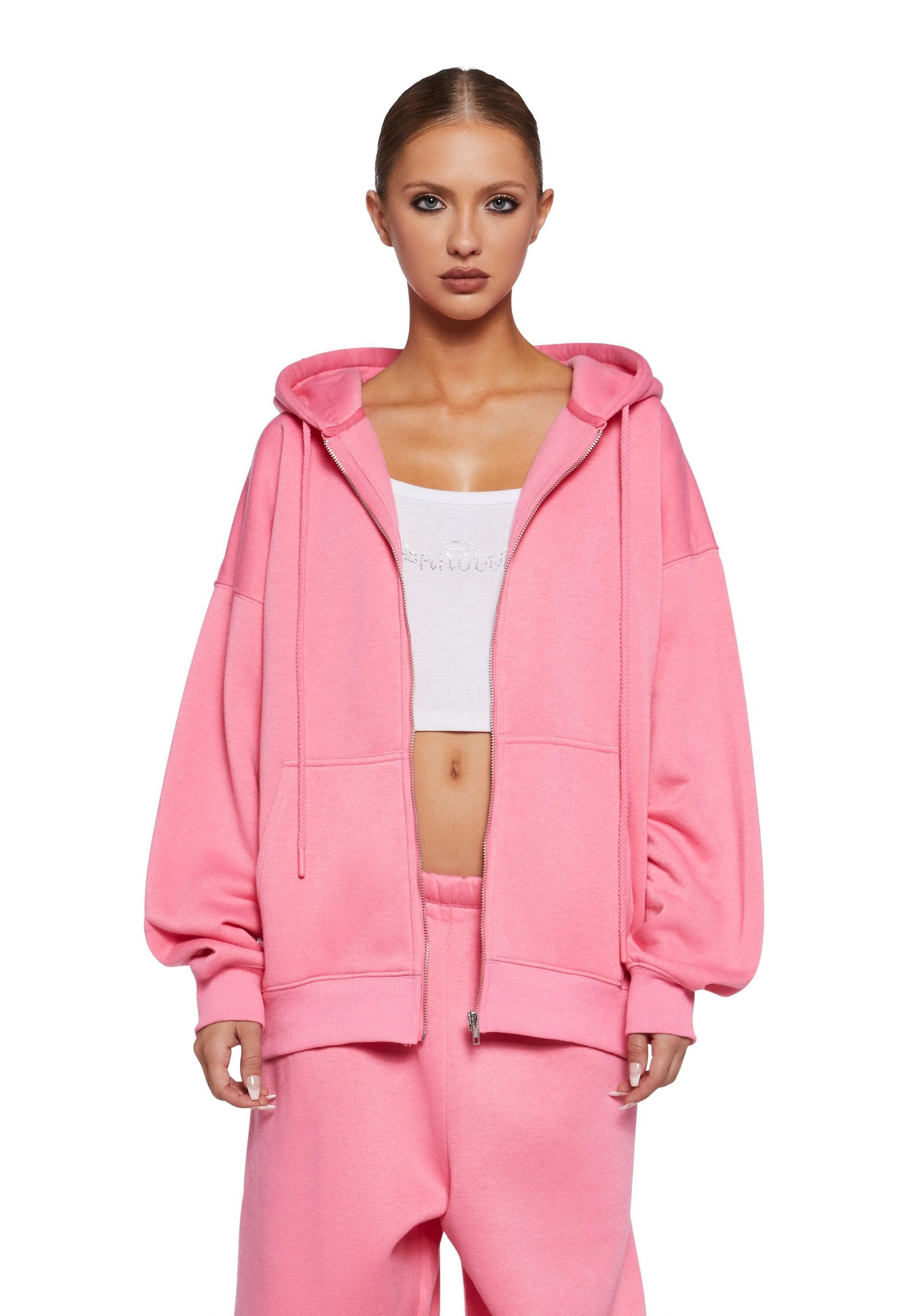 Womens Lounge Zip-Up Hoodie - Pink Product Image