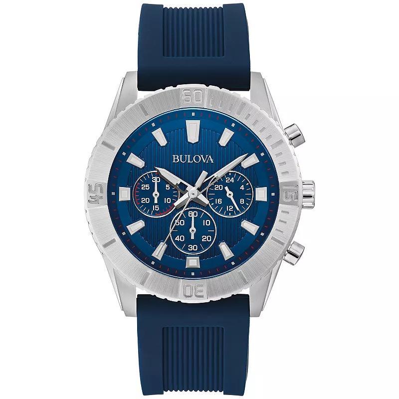 Bulova Mens Wilton Stainless Steel Blue Chrononograph Dial Silicone Strap Watch - 96A260 Product Image