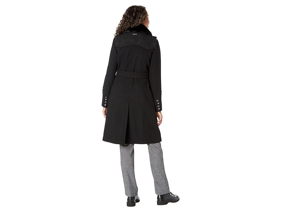 Vince Camuto Double Belted Wool with Faux Fur Collar V20731A-ME Women's Coat Product Image