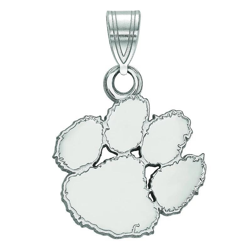 LogoArt Sterling Silver Rhodium Plated Clemson Tigers Small Pendant, Womens Product Image