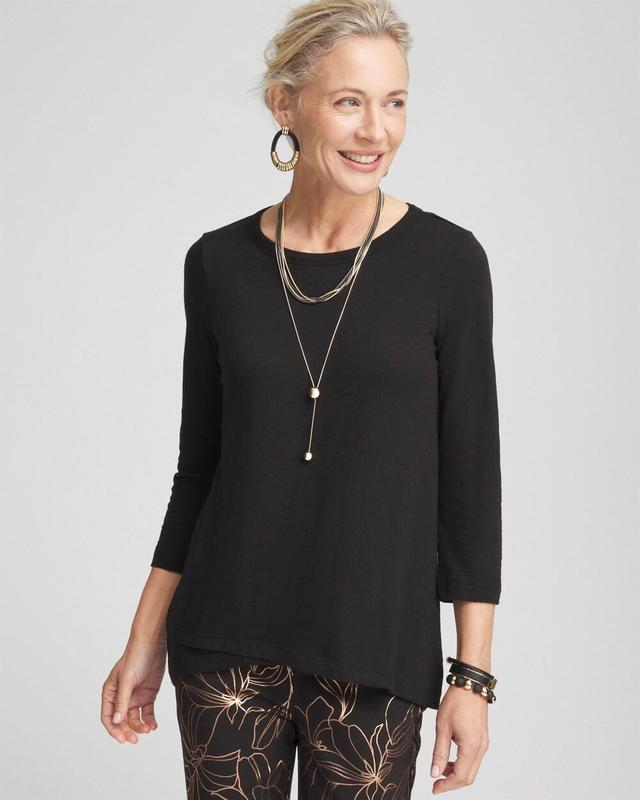 Women's 3/4 Sleeve Overlap Tunic Top Product Image