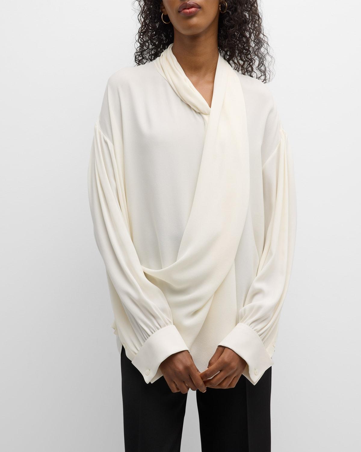 The Row Darnelle Draped Silk Top Product Image