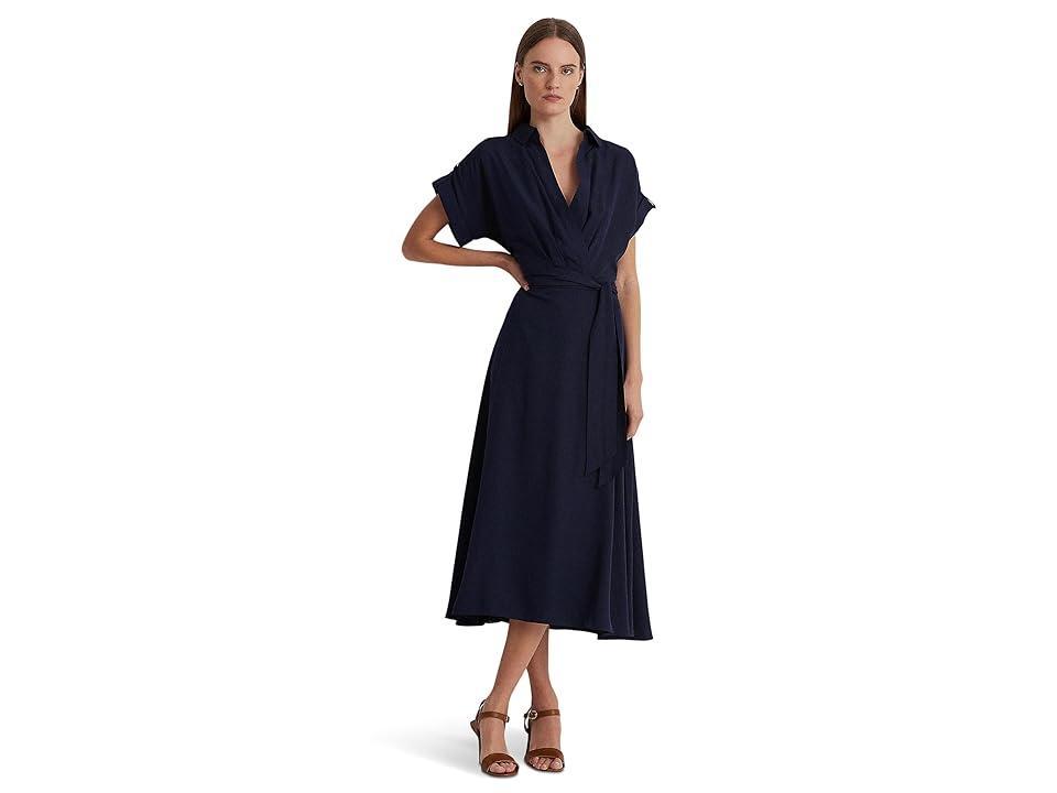 Lauren Ralph Lauren Belted Crepe Dress Product Image