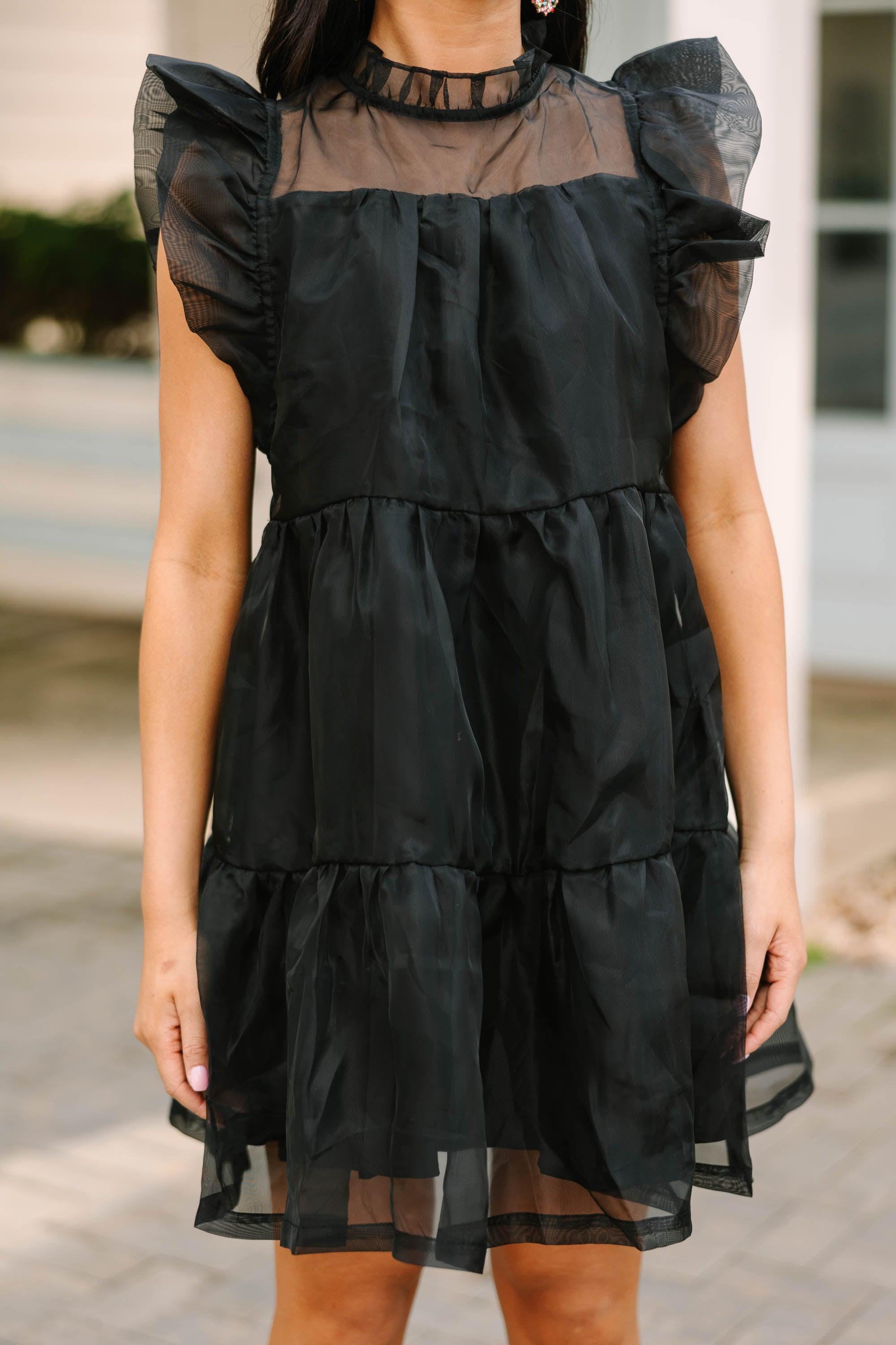 Keep Watch Black Ruffled Dress Female Product Image