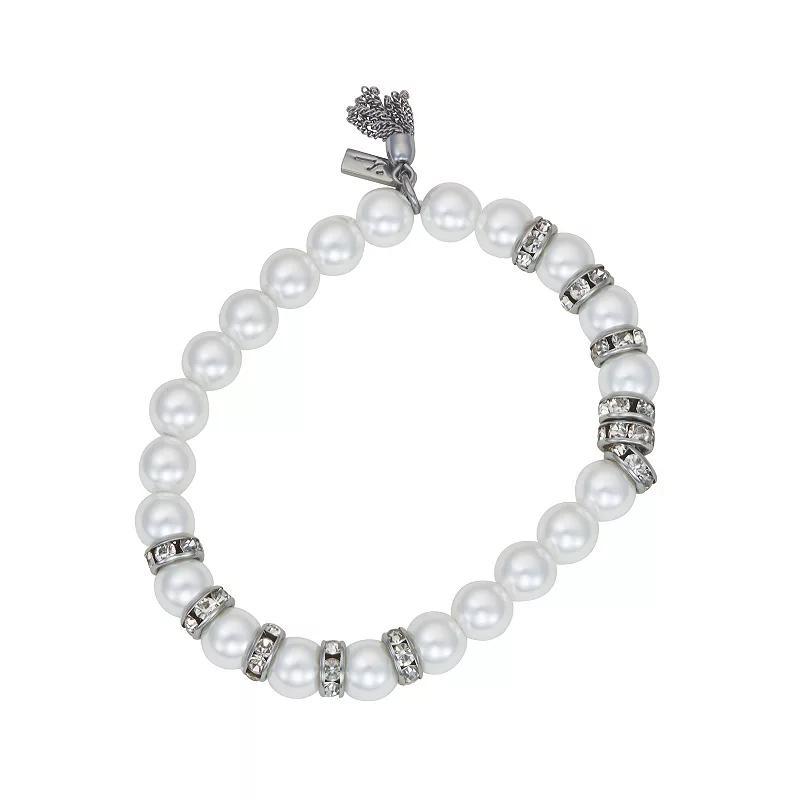 Simply Vera Vera Wang Simulated Pearl Rondell Stretch Bracelet, Womens, White Product Image