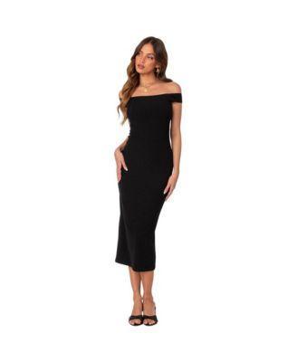 Edikted Womens Kyla Off Shoulder Ribbed Midi Dress Product Image