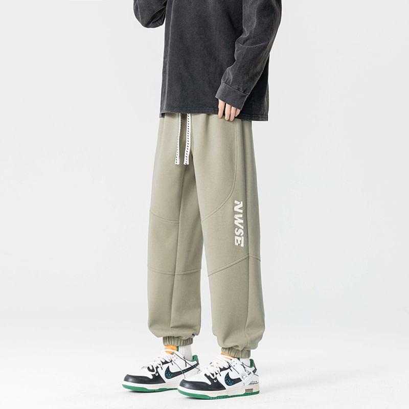 Drawstring Waist Lettering Baggy Sweatpants Product Image