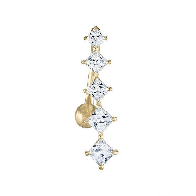 Amella Jewels 14k Gold Cubic Zirconia Cascading Square Belly Ring, Womens Product Image