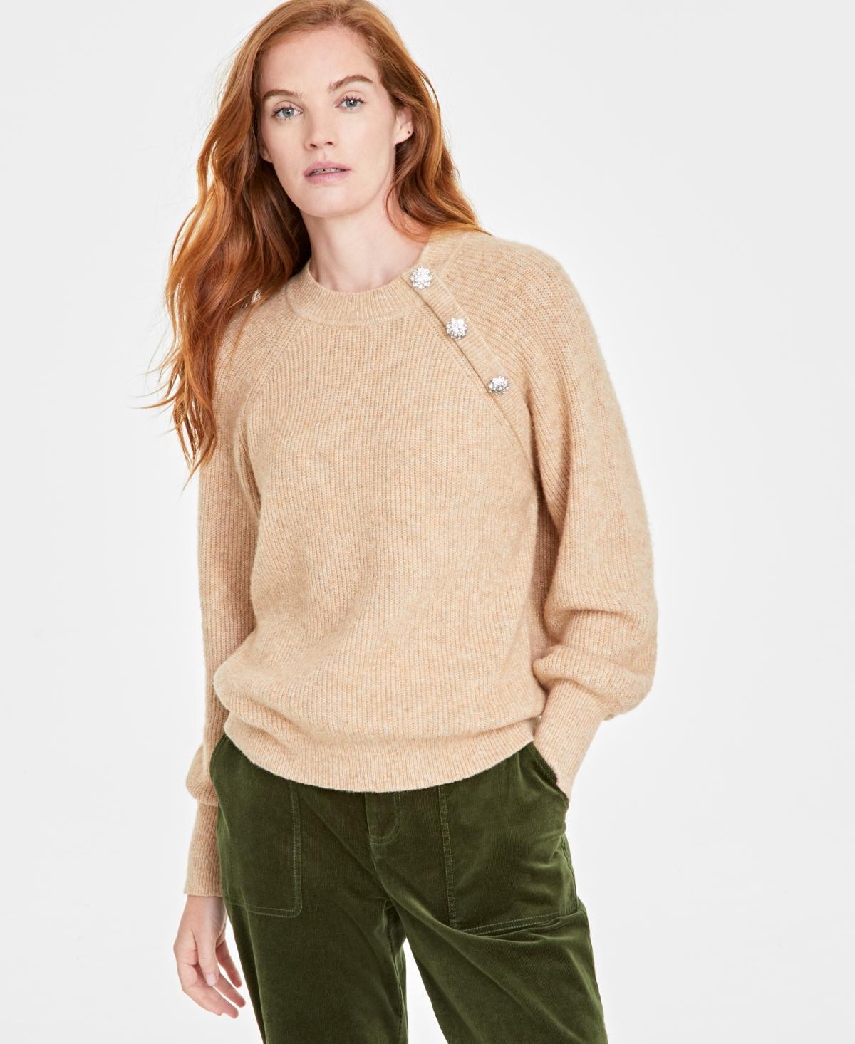 On 34th Womens Raglan-Sleeve Jeweled-Button Sweater, Created for Macys Product Image