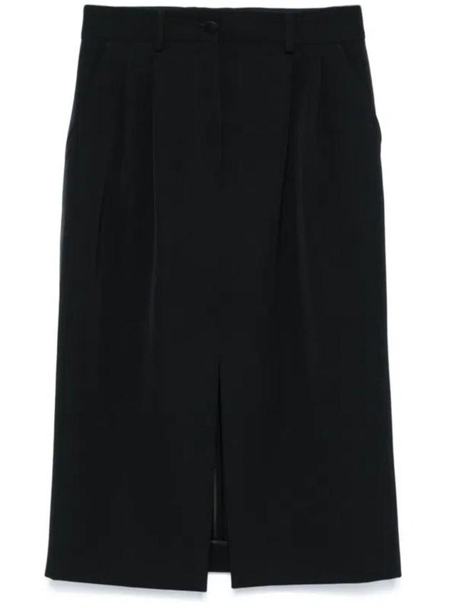 Pleated Midi Skirt In Black   Product Image