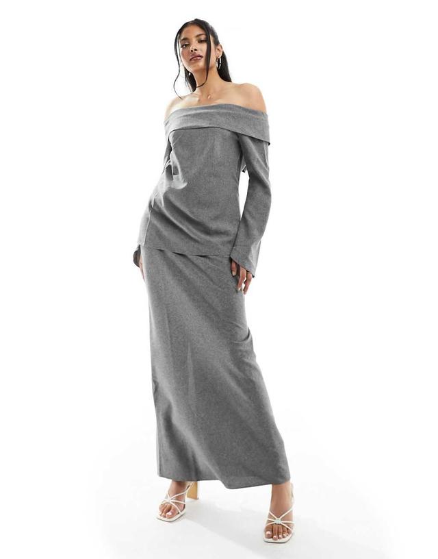 ASOS DESIGN clean maxi skirt in gray - part of a set Product Image